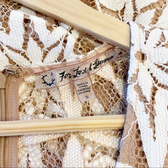 For Love and Lemons Metz Midi Dress Cream Tan Small - Picture 14 of 16